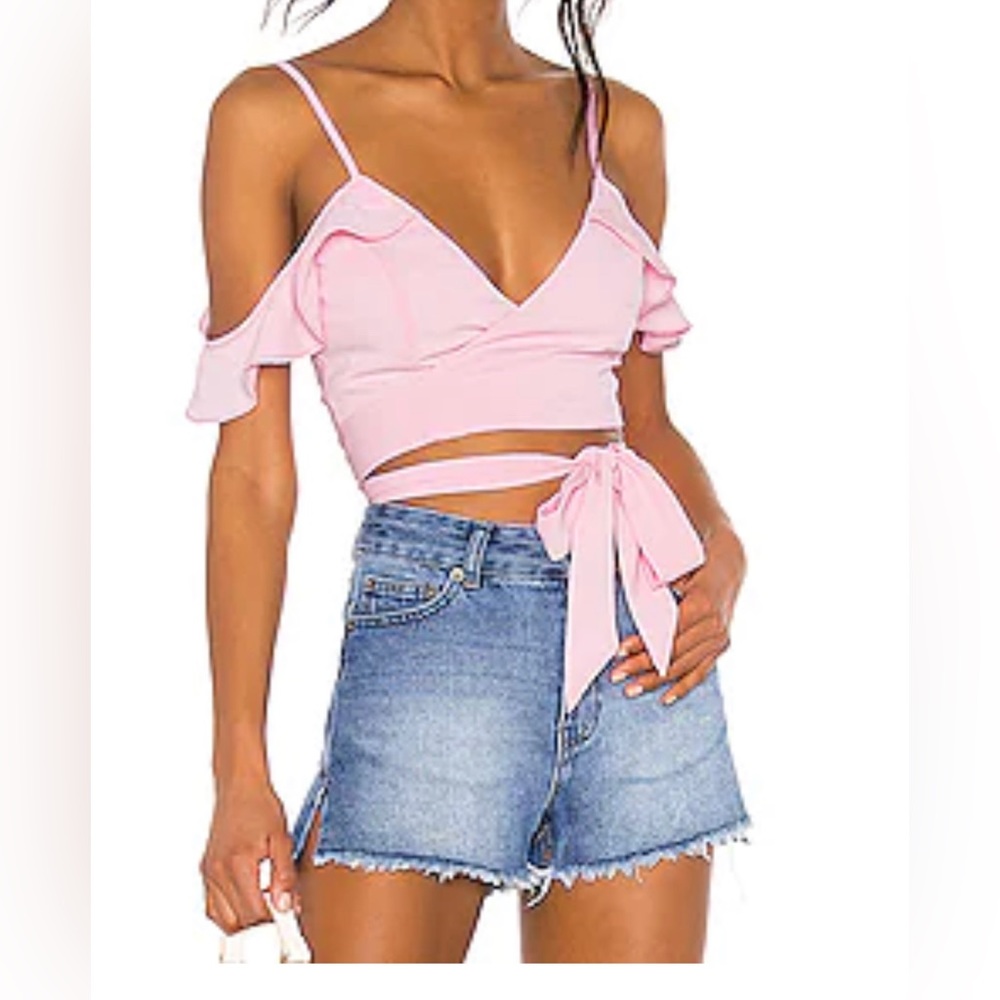 MORE TO COME - TIFFANI WRAP TIE TOP - XS - PINK - NWT